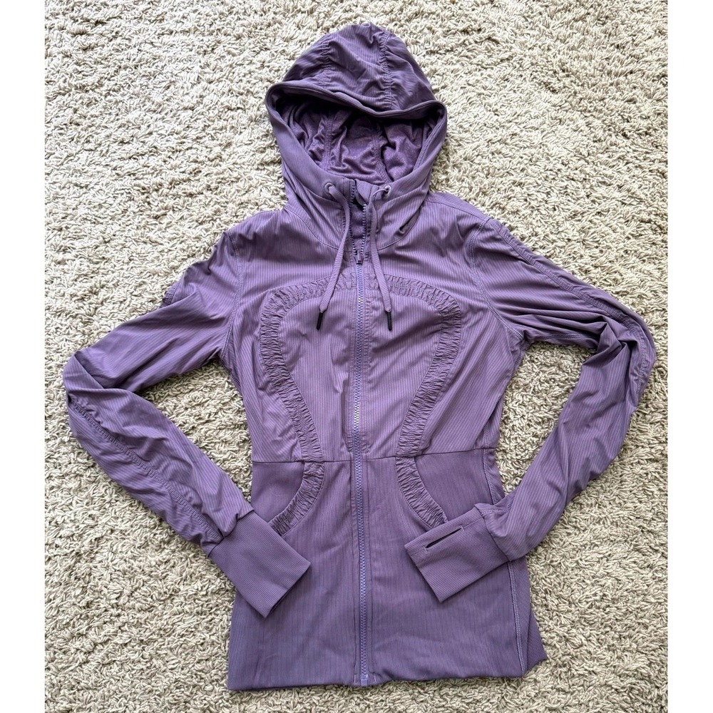 Lululemon Dance Studio Reversible Jacket Women's 6 Purple Hooded Full Zip Ribbed